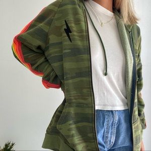 Aviator Nation classic 4 stripe bolt zip up